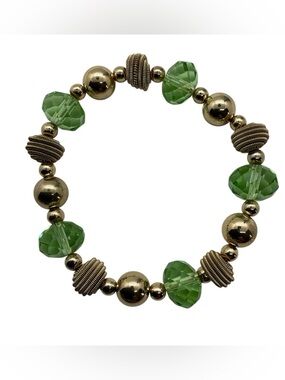 2028 Glistening Green Crystal Mirage Multi Beaded Stretch Bracelet Bauble